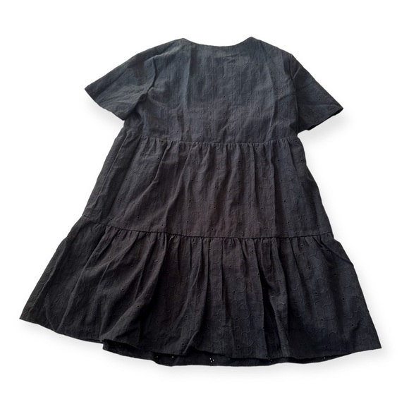 NWT Madewell Eyelet Button-Front Tiered Mini Dress XSP, Black - Picture 5 of 13